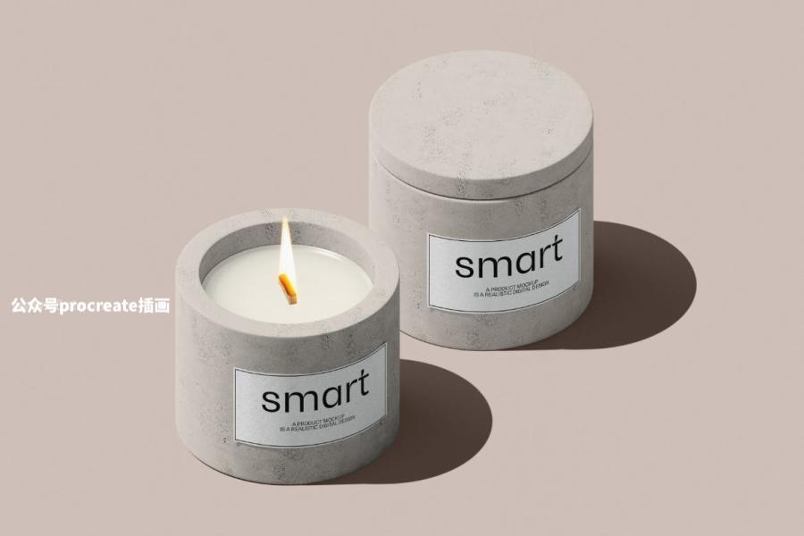 图片[4]-水泥烛台和纸盒包装的设计展示样机psd素材【1037】-procreatechahua