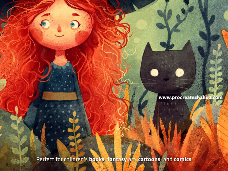 图片[1]-迷人的儿童插画专用Procreate水彩笔刷【1072】-procreatechahua