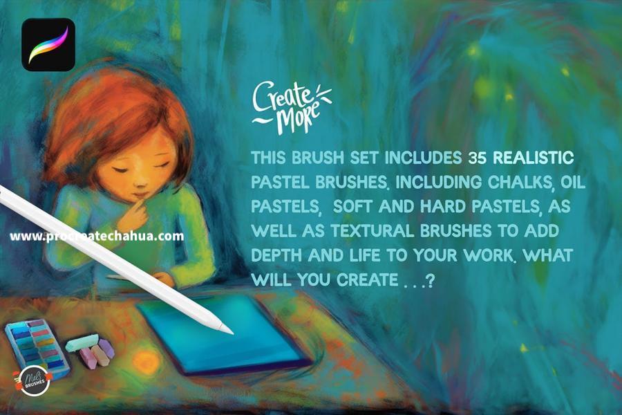 图片[2]-专业的粉彩画笔套装Procreate笔刷 【1068】-procreatechahua