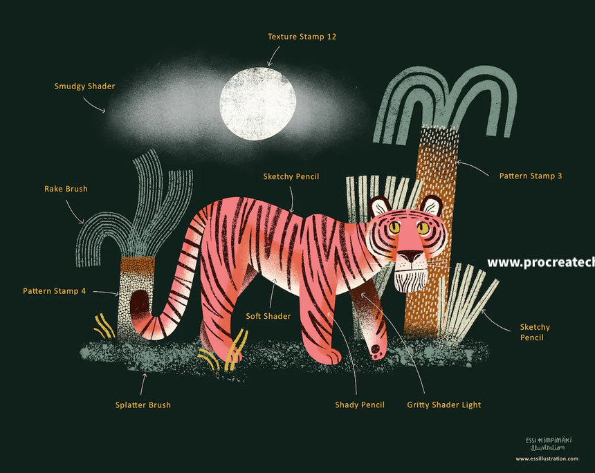 图片[2]-精美插画设计必备的Procreate线条纹理图案笔刷 【1092】-procreatechahua