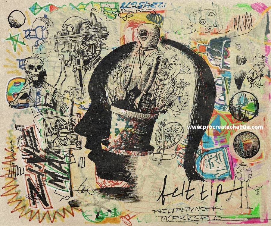 图片[4]-潮流涂鸦记号笔墨水笔插画绘画效果的Procreate笔刷【1078】-procreatechahua