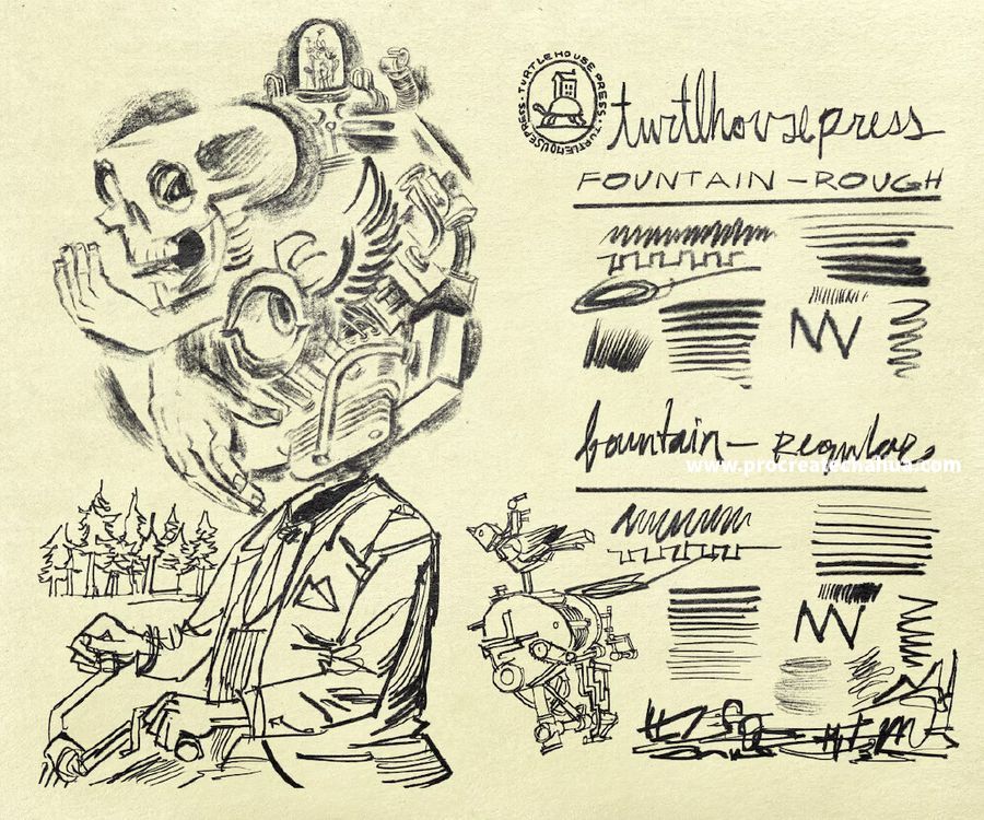 图片[6]-潮流涂鸦记号笔墨水笔插画绘画效果的Procreate笔刷【1078】-procreatechahua