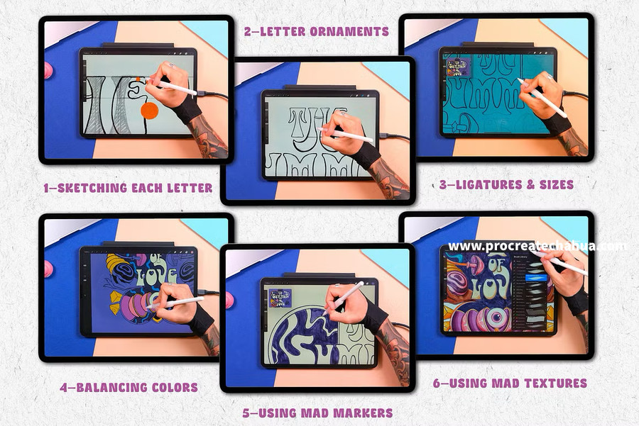 图片[8]-超现实主义字体风格的马克笔艺术字Procreate笔刷 【1099】-procreatechahua