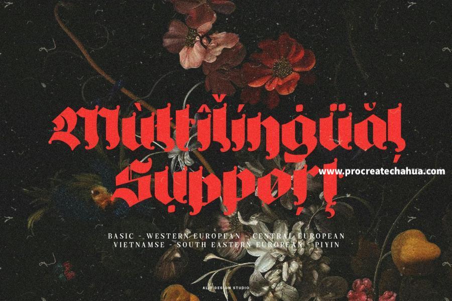 图片[8]-厚重画笔力量感的英文Blackletter哥特字体【1104】-procreatechahua