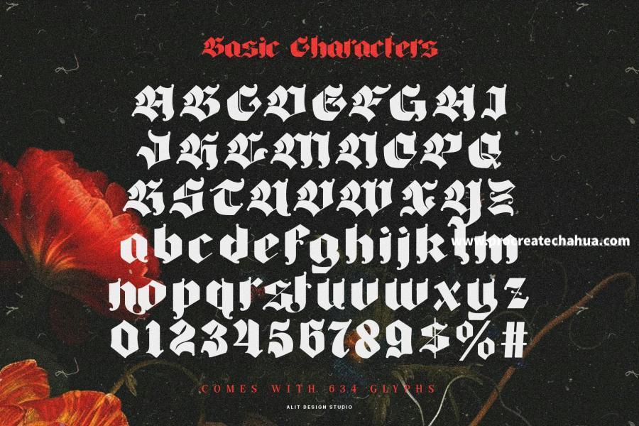 图片[3]-厚重画笔力量感的英文Blackletter哥特字体【1104】-procreatechahua