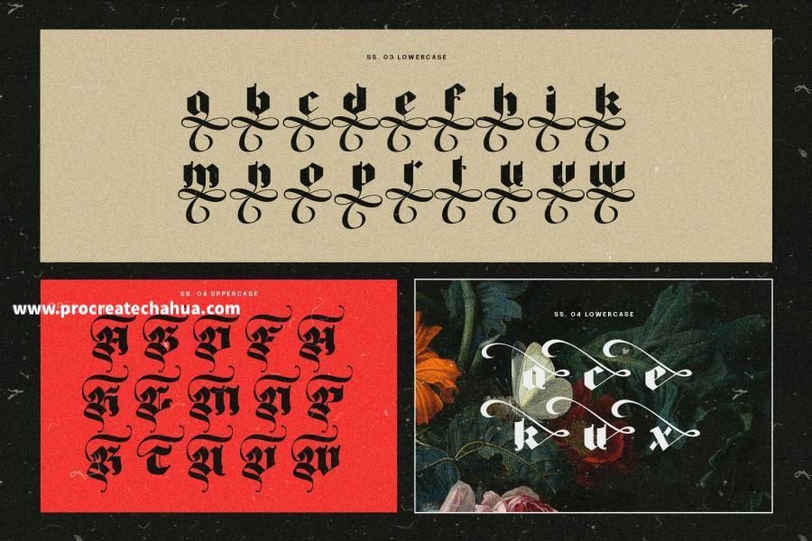 图片[4]-厚重画笔力量感的英文Blackletter哥特字体【1104】-procreatechahua