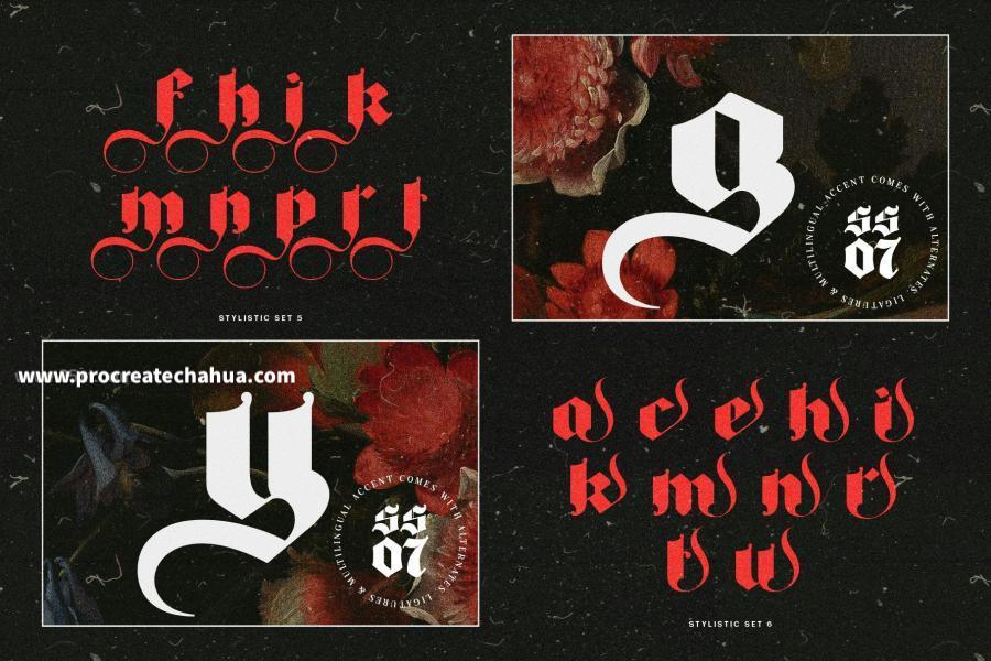 图片[5]-厚重画笔力量感的英文Blackletter哥特字体【1104】-procreatechahua