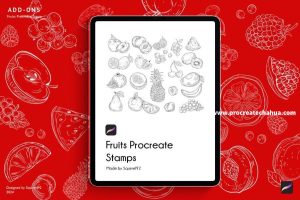 水果线稿图插画的Procreate图案印章笔刷【1095】-procreatechahua