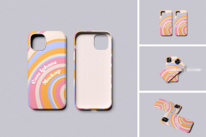4款苹果iPhone手机壳图案定制设计展示psd样机素材【1139】-procreatechahua