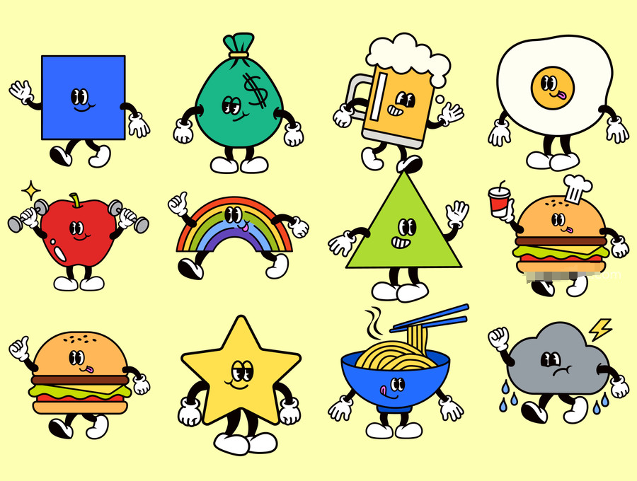 图片[3]-创意复古风格的卡通形象矢量插画素材【1151】-procreatechahua