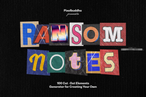 一组复古风格剪纸形状的英文字母剪贴画素材【1147】-procreatechahua