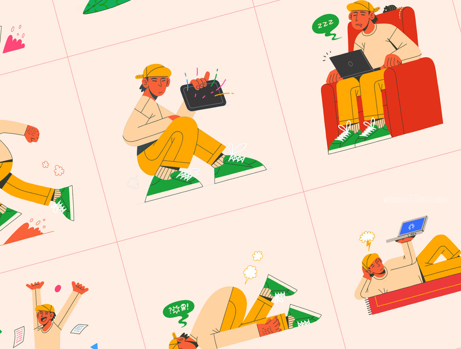 图片[7]-忙碌工作主题的矢量人物插画素材 【1153】-procreatechahua