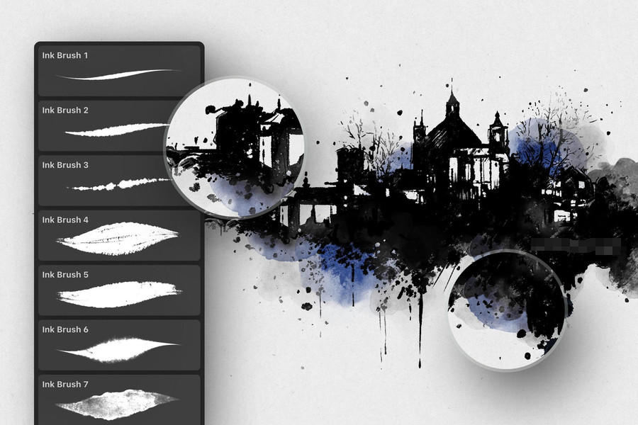 图片[2]-11款墨水和印章纹理的Procreate笔刷【1160】-procreatechahua