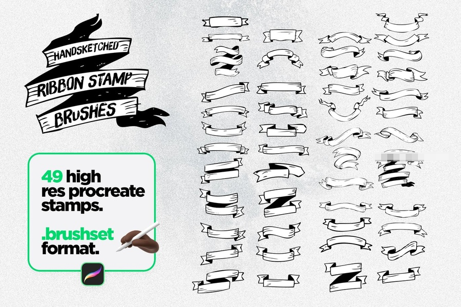 图片[5]-手绘丝带横幅图案的Procreate印章笔刷【1171】-procreatechahua