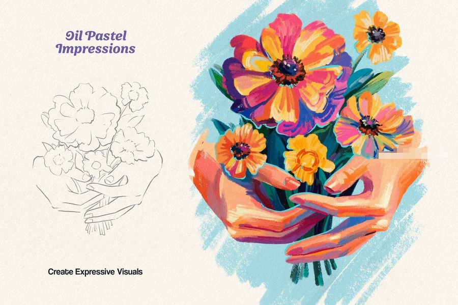 图片[4]-油画棒绘画效果的ps笔刷【1182】-procreatechahua