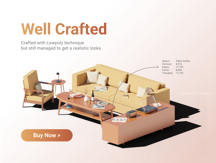 图片[2]-室内家具组合场景的3d立体插画blender模型【1188】-procreatechahua