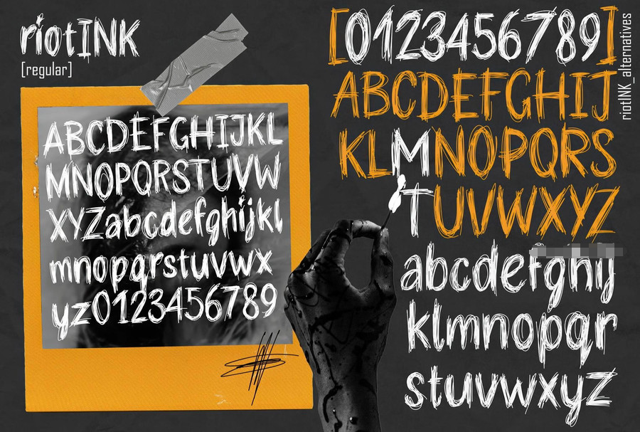 图片[4]-混乱潦草线条的手写涂鸦英文字体【1185】-procreatechahua